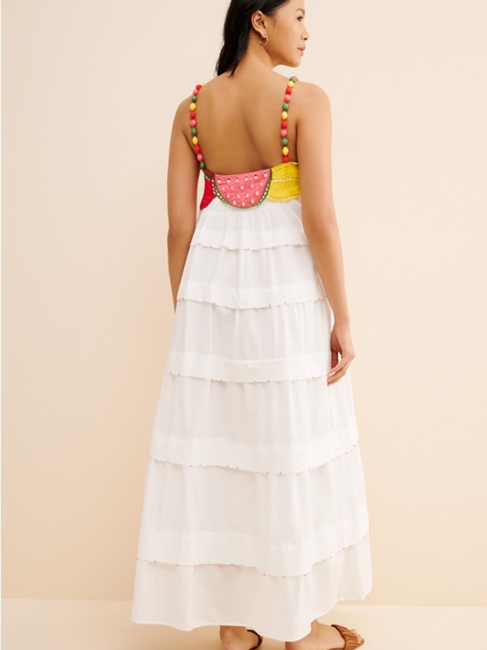 FARM Rio 100% COTTON White Maxi Dress with Fruit Appliqué - Picture 3 of 3